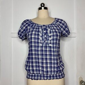 Blue gingham blouse